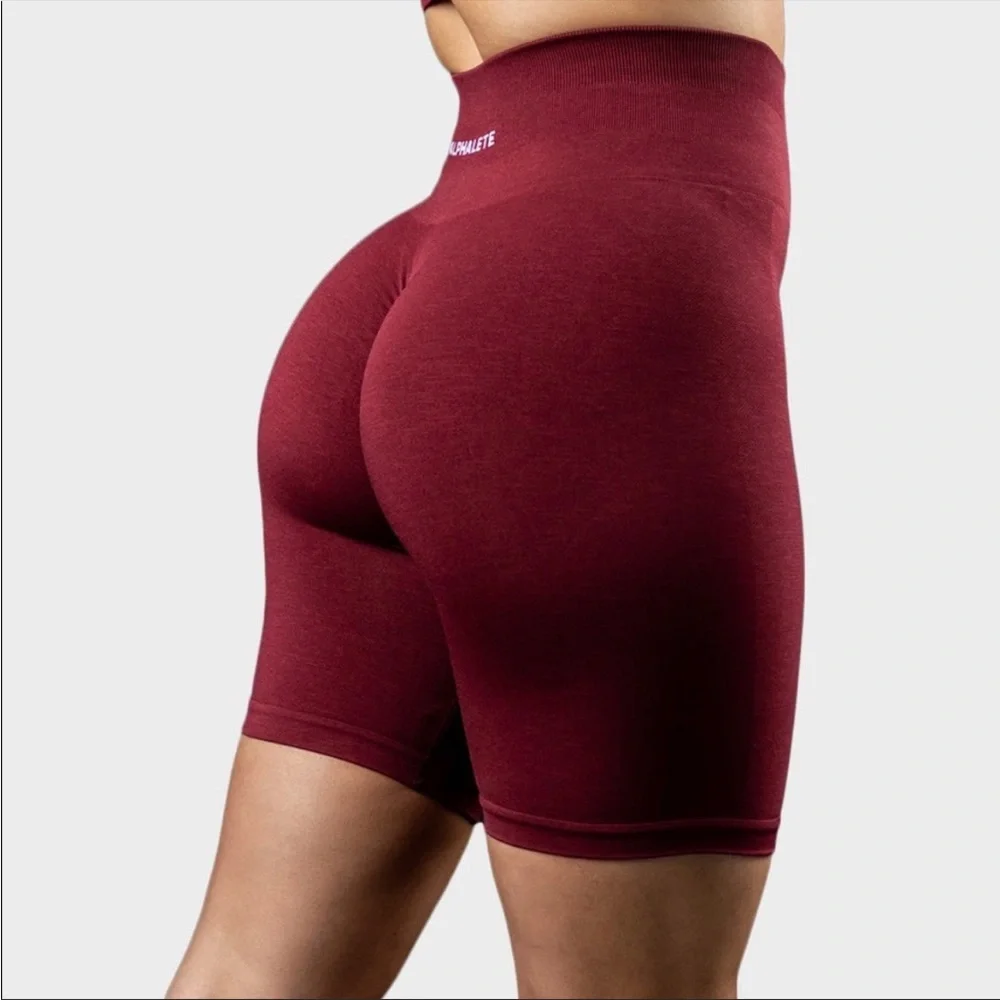 Alphalete Amplify Bike Shorts - Bordeaux - Picture 3 of 8